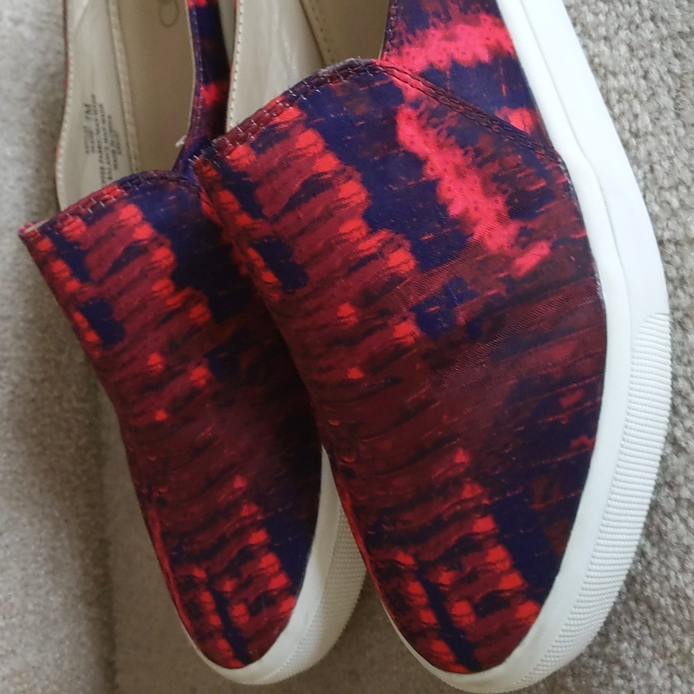 Logo Lori Goldstein Diane Printed Slip On Mule Sneaker 7M Red Blue - Picture 5 of 13